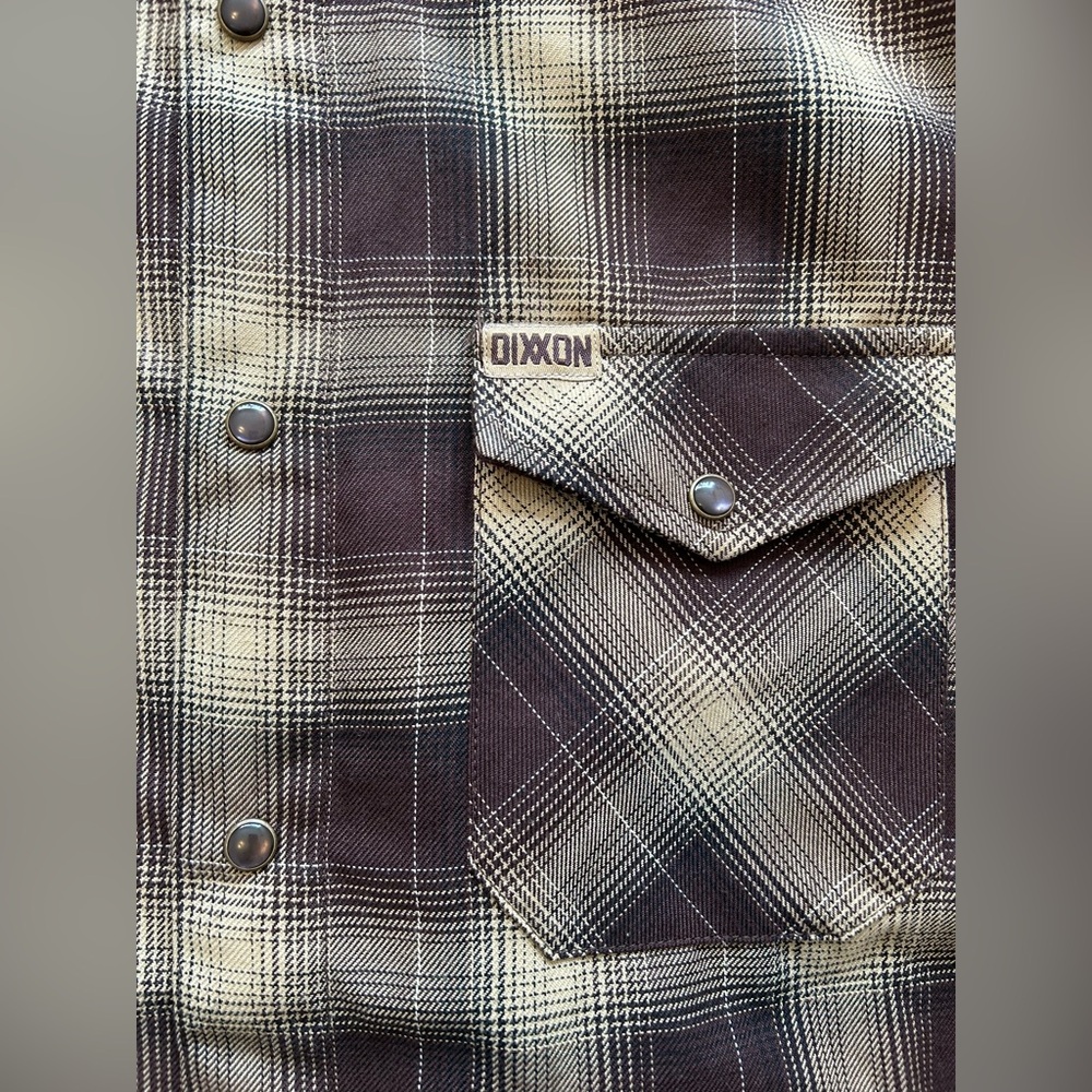 Dixxon flannel with pearl snaps - large tall men’s brown